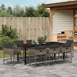 Garden Dining Set 9 pcs Grey Poly Rattan - Top-Down View