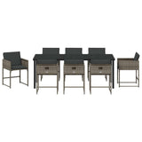 Garden Dining Set 9 pcs Grey Poly Rattan - Close-Up Angle