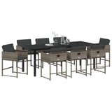 Garden Dining Set 9 pcs Grey Poly Rattan - Side View