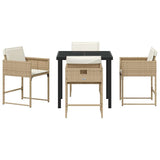 Garden Dining Set 5 pcs Beige Poly Rattan - Close-Up Angle