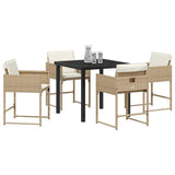 Garden Dining Set 5 pcs Beige Poly Rattan - Side View