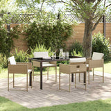 Garden Dining Set 5 pcs Beige Poly Rattan