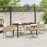 Garden Dining Set 5 pcs Beige Poly Rattan - Top-Down View