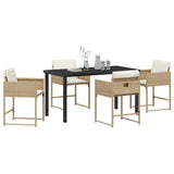 Garden Dining Set 5 pcs Beige Poly Rattan - Side View