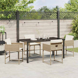 Garden Dining Set 5 pcs Beige Poly Rattan - Top-Down View