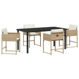 Garden Dining Set 5 pcs Beige Poly Rattan - Front View