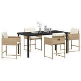 Garden Dining Set 5 pcs Beige Poly Rattan - Side View