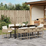 Garden Dining Set 9 pcs Beige Poly Rattan - Top-Down View