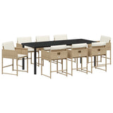 Garden Dining Set 9 pcs Beige Poly Rattan