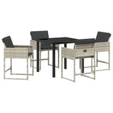 Garden Dining Set 5 pcs Light Grey Poly Rattan - Front View