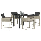 Garden Dining Set 5 pcs Light Grey Poly Rattan - Side View