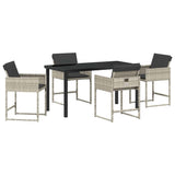 Garden Dining Set 5 pcs Light Grey Poly Rattan - Front View