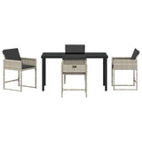 Garden Dining Set 5 pcs Light Grey Poly Rattan - Rear View