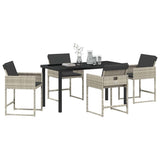 Garden Dining Set 5 pcs Light Grey Poly Rattan - Side View
