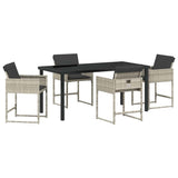 Garden Dining Set 5 pcs Light Grey Poly Rattan - Front View
