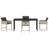 Garden Dining Set 5 pcs Light Grey Poly Rattan - Rear View