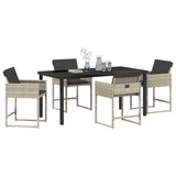 Garden Dining Set 5 pcs Light Grey Poly Rattan - Side View