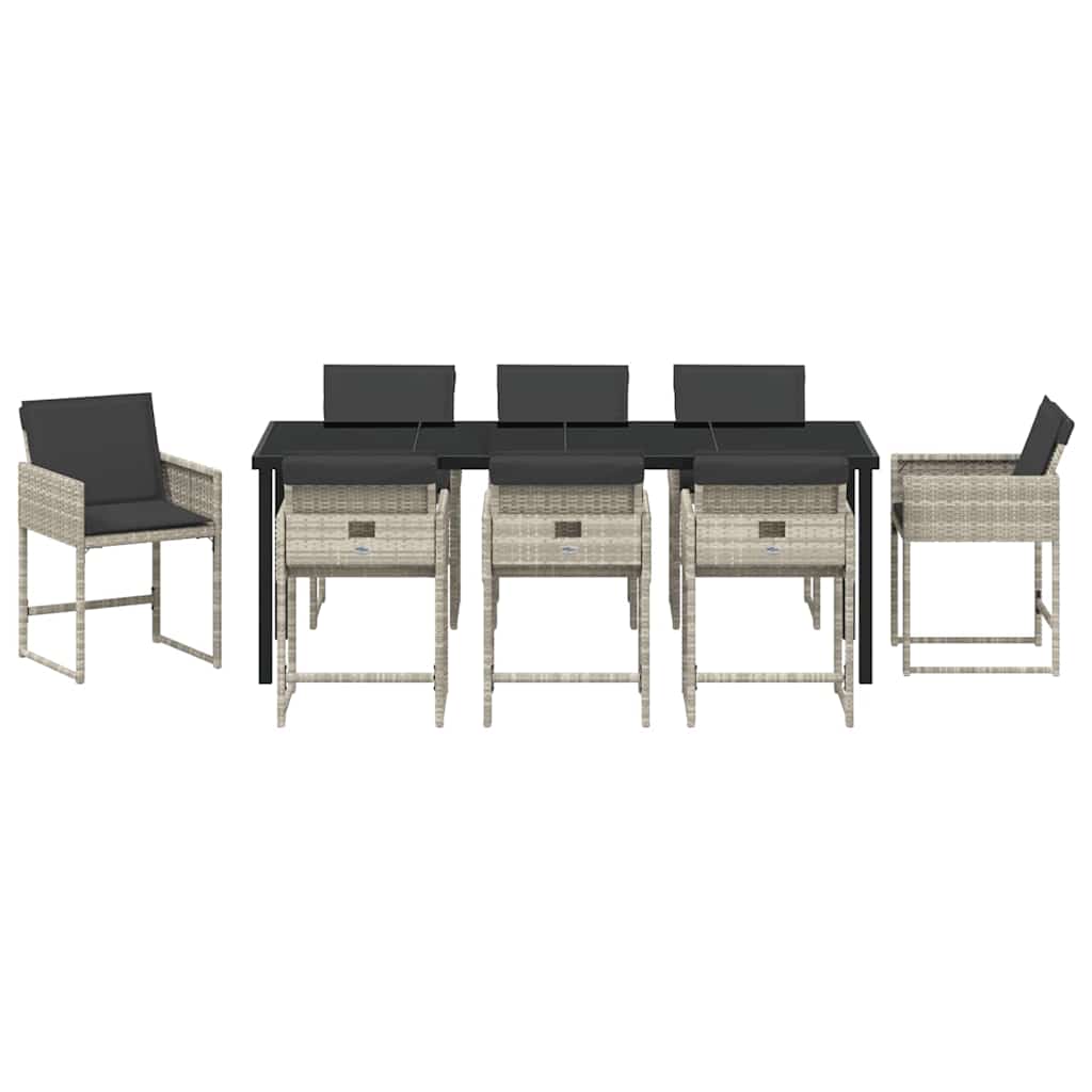 Garden Dining Set 9 pcs Light Grey Poly Rattan