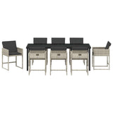 Garden Dining Set 9 pcs Light Grey Poly Rattan - Rear View