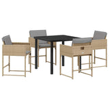 Garden Dining Set 5 pcs Beige Poly Rattan - Front View