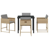 Garden Dining Set 5 pcs Beige Poly Rattan - Rear View