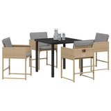 Garden Dining Set 5 pcs Beige Poly Rattan - Side View