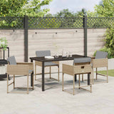 Garden Dining Set 5 pcs Beige Poly Rattan - Top-Down View