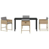 Garden Dining Set 5 pcs Beige Poly Rattan - Close-Up Angle