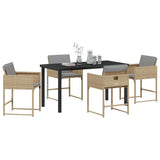 Garden Dining Set 5 pcs Beige Poly Rattan - Side View