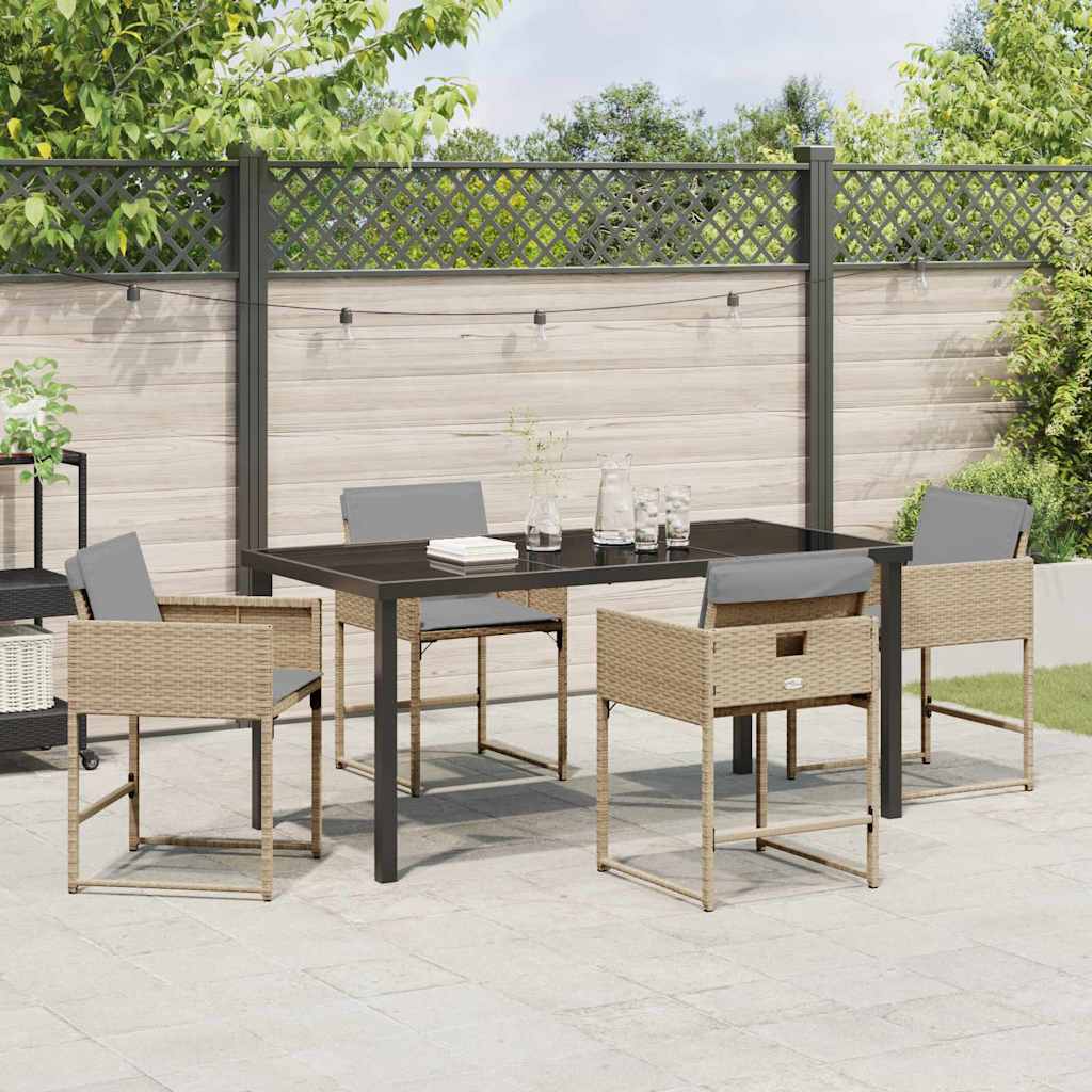 Garden Dining Set 5 pcs Beige Poly Rattan