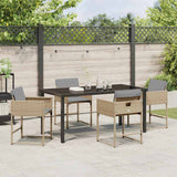 Garden Dining Set 5 pcs Beige Poly Rattan - Top-Down View