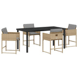 Garden Dining Set 5 pcs Beige Poly Rattan - Front View