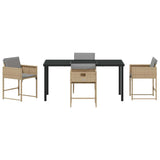 Garden Dining Set 5 pcs Beige Poly Rattan - Close-Up Angle