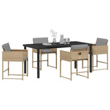 Garden Dining Set 5 pcs Beige Poly Rattan - Side View