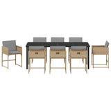 Garden Dining Set 9 pcs Beige Poly Rattan - Close-Up Angle
