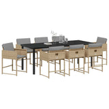 Garden Dining Set 9 pcs Beige Poly Rattan - Side View