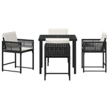 Garden Dining Set 5 pcs Black Poly Rattan - Close-Up Angle