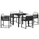 Garden Dining Set 5 pcs Black Poly Rattan - Side View