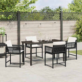 Garden Dining Set 5 pcs Black Poly Rattan - Top-Down View