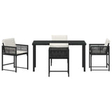 Garden Dining Set 5 pcs Black Poly Rattan - Close-Up Angle