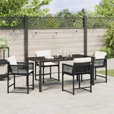 Garden Dining Set 5 pcs Black Poly Rattan - Top-Down View