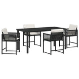 Garden Dining Set 5 pcs Black Poly Rattan - Front View