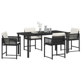 Garden Dining Set 5 pcs Black Poly Rattan - Side View
