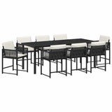 Garden Dining Set 9 pcs Black Poly Rattan - Front View