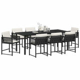 Garden Dining Set 9 pcs Black Poly Rattan - Side View