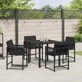 Garden Dining Set 5 pcs Black Poly Rattan - Top-Down View