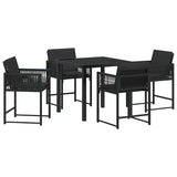 Garden Dining Set 5 pcs Black Poly Rattan - Front View
