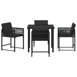 Garden Dining Set 5 pcs Black Poly Rattan - Close-Up Angle