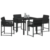 Garden Dining Set 5 pcs Black Poly Rattan - Side View