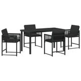 Garden Dining Set 5 pcs Black Poly Rattan - Front View
